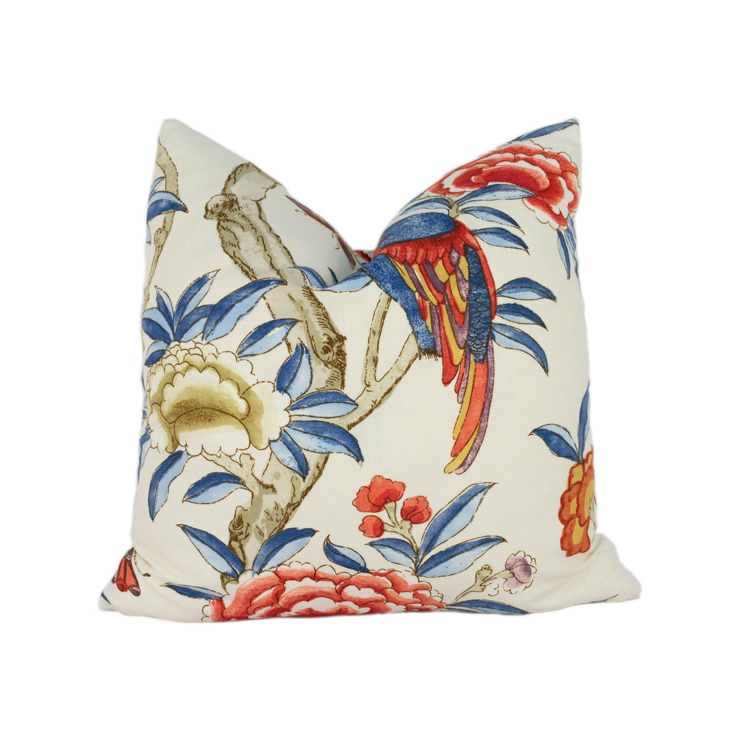 Thibaut - Giselle - Blue and Coral - Cushion Cover Throw Pillow Designer Home Decor.