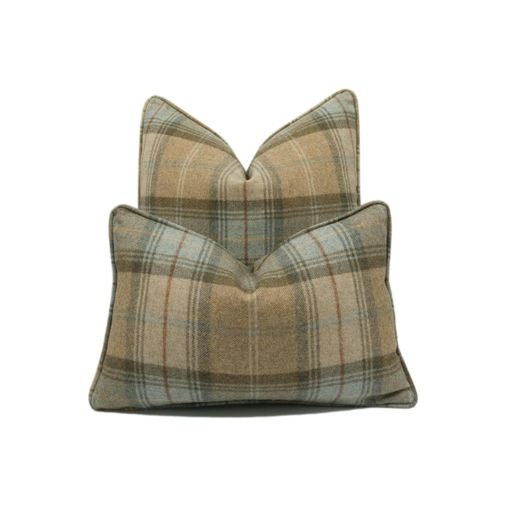 Abraham Moon - Stroud - Eau De Nil - 100% Wool Cushion Cover - Designer Plaid Pillow Cover - Handmade Custom Abraham Moon Pillow.