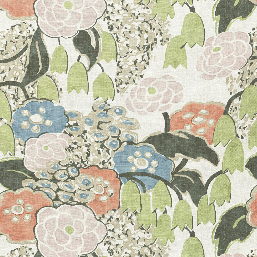 Thibaut - Laura - Blush and Green - Professionally Made Roman Blind Made to Measure.