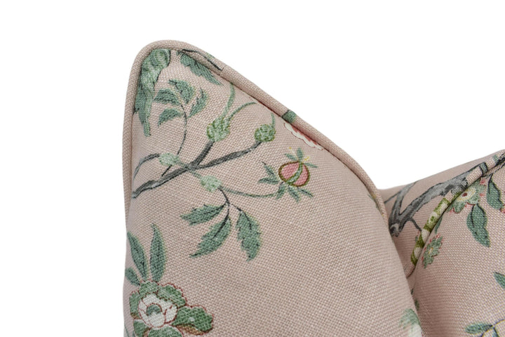 GP & J Baker - Oriental Bird Signature - Blush - Graceful Trailing Bird Chinoiserie Designer Cushion Cover - Luxury Throw Pillow Handmade.