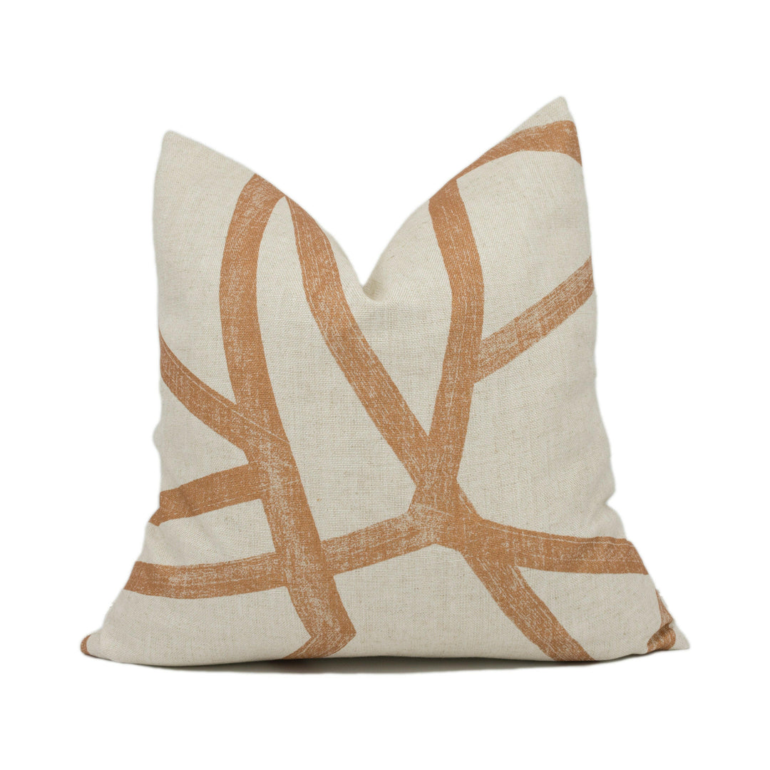 Harlequin - Sumi - Linen / Copper - Large Scale Abstract Geometric Cushion Cover - Handmade Throw Pillow - Designer Home Décor.