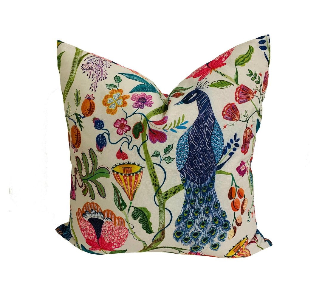 Voyage - Barabadur - Summer Ecru - Stunning Floral Cushion Cover Throw Pillow Designer Home Decor.