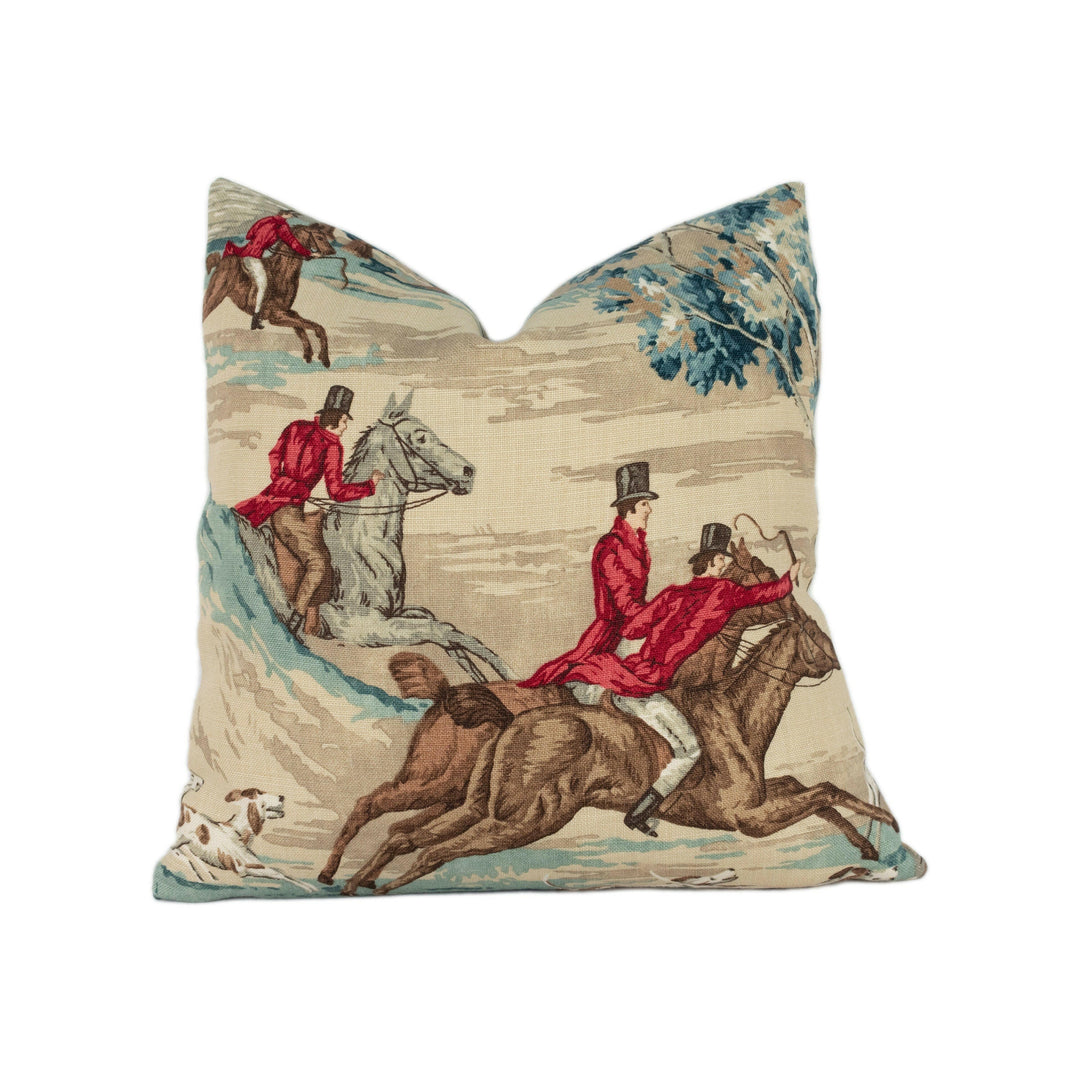 Sanderson Fabric - Tally Ho - Teal / Ruby- Stunning Designer Home Decor Cushion Cover Throw Pillow.