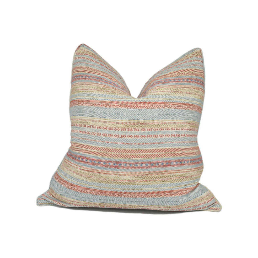 GP & J Baker - Fairfax - Red / Blue - Bohemian Kilim Inspired Woven Striped Cushion Cover - Handmade Throw Pillow - Designer Home Décor.