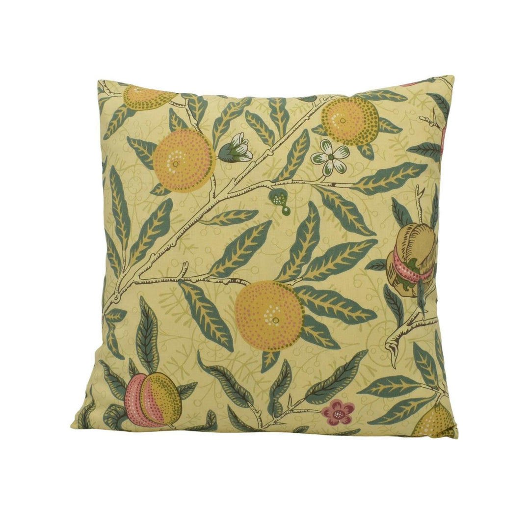 William Morris -  Fruit Major - Ivory / Teal - Traditional Trailing Fruits &amp; Floral Classic English Designer Cushion Cover - Luxury Handmade.