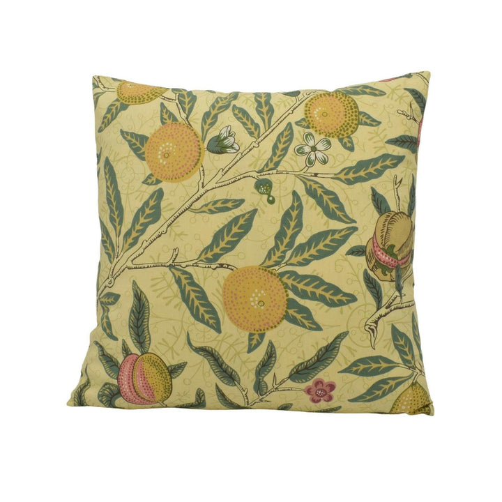 William Morris -  Fruit Major - Ivory / Teal - Traditional Trailing Fruits &amp; Floral Classic English Designer Cushion Cover - Luxury Handmade.