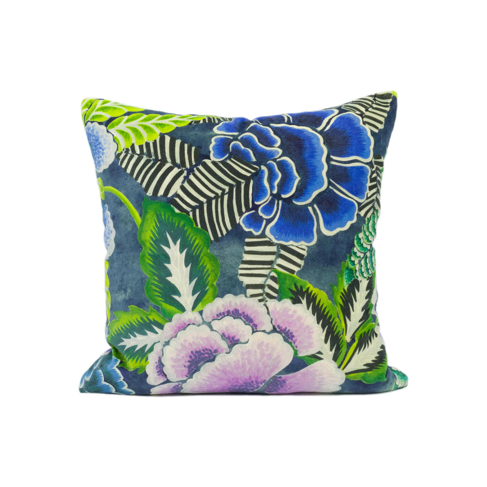 Designers Guild - Rose De Damas Velours - Indigo - Designer Floral Velvet Cushion Cover - Geometric Pillow Cover - Statement Floral Pillow.