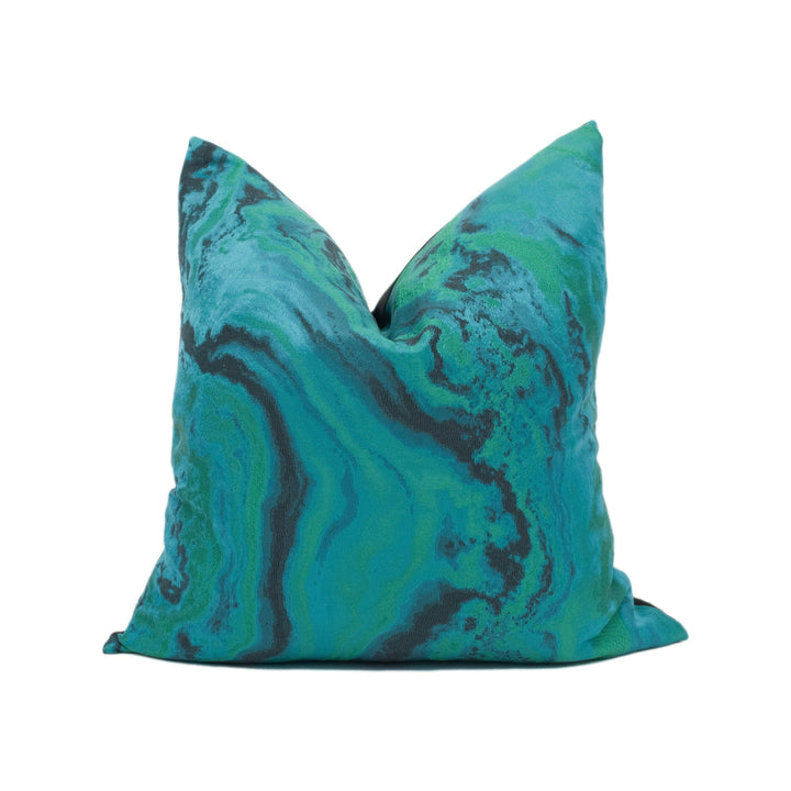 Zoffany - Serpentine - Blue Malachite - Chic Abstract Marbled Cushion Cover - Handmade Throw Pillow - Designer Home Décor.