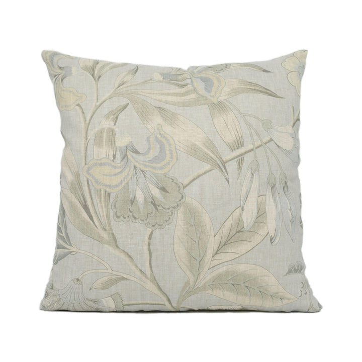 Anna French x Thibaut - Cleo - Spa Blue on Flax - Elegant Floral Cushion Cover - Handmade Pillow Throw - Designer Home Décor.