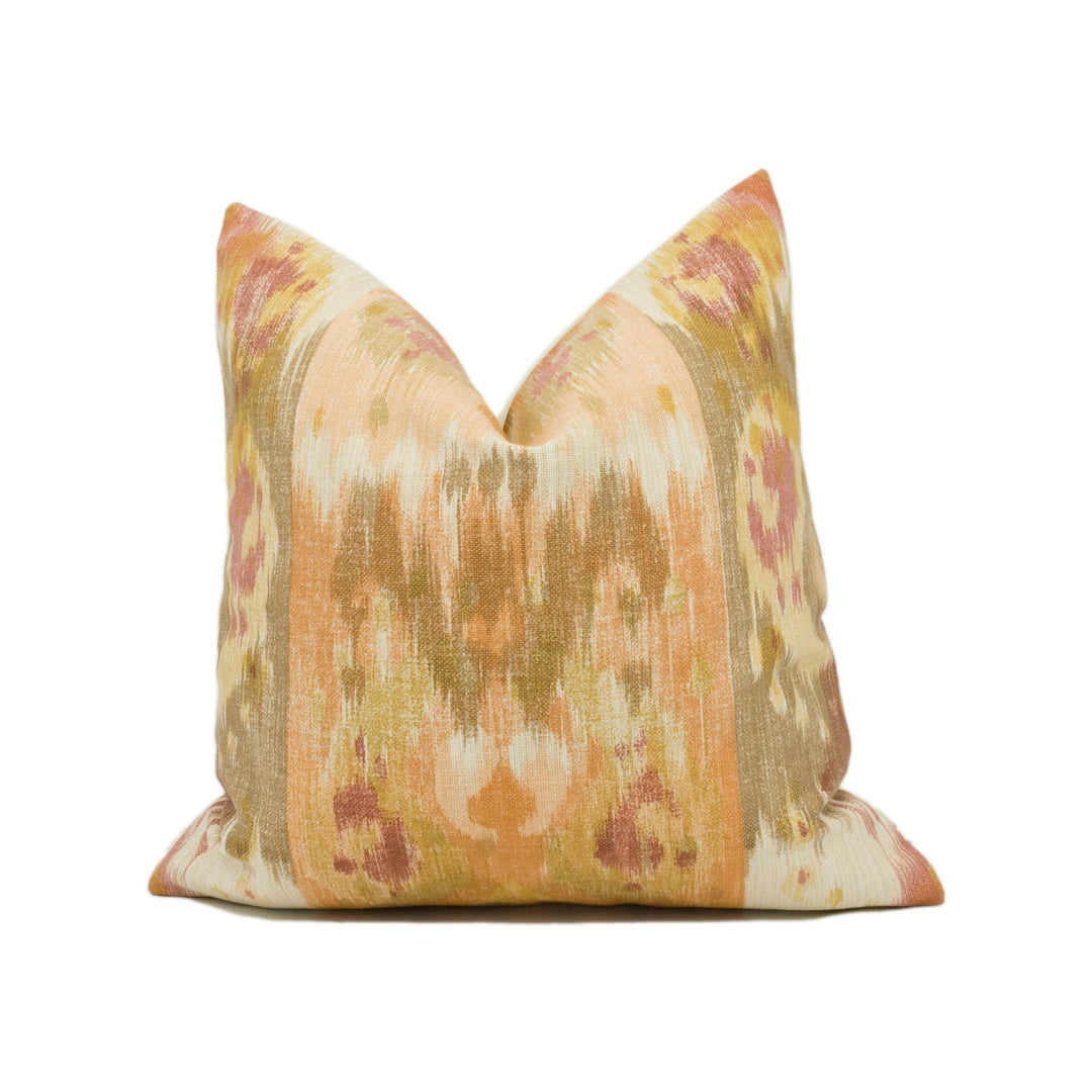 Lee Jofa - David Easton - Westmount Wall - Peach - Stunning Ikat Inspired Cushion Cover - Handmade Throw Pillow - Designer Home Décor.