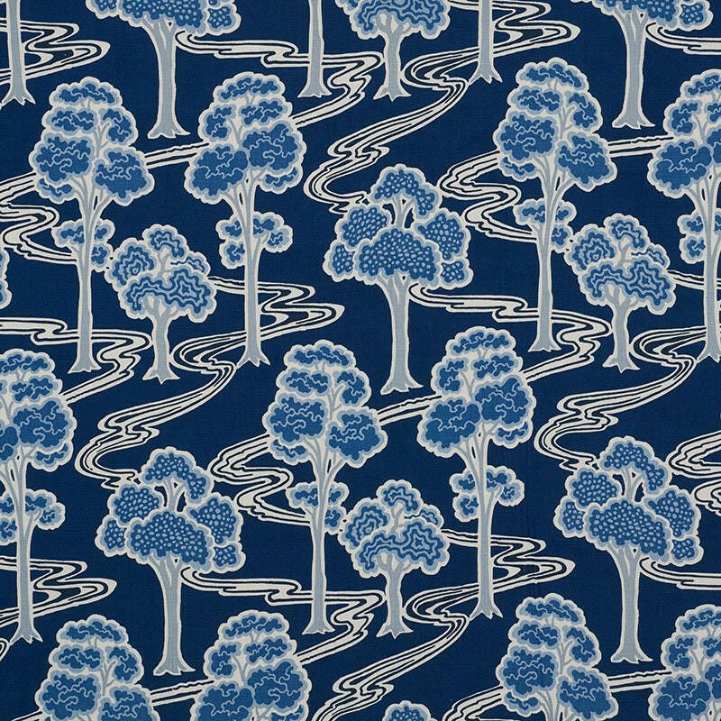Schumacher - Tree River - Blue -  Made To Measure Professionally Made Roman Blind.