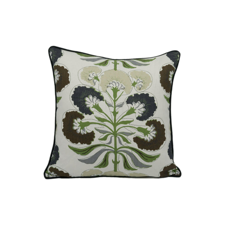 Thibaut - Tybee Tree - Black and Green - Indian Block Print Inspired Floral Cushion Cover - Handmade Throw Pillow - Designer Home Décor.