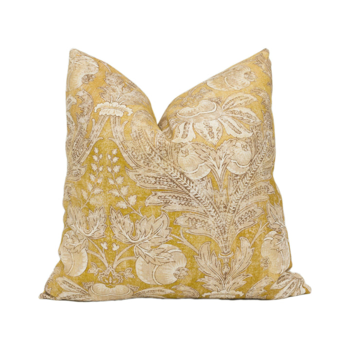 GP & J Baker - Lapura Damask - Ochre - Classic Indienne Damask Floral Designer Cushion Cover - Luxury Throw Pillow - Handmade Home Decor.