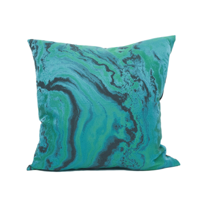 Zoffany - Serpentine - Blue Malachite - Chic Abstract Marbled Cushion Cover - Handmade Throw Pillow - Designer Home Décor.