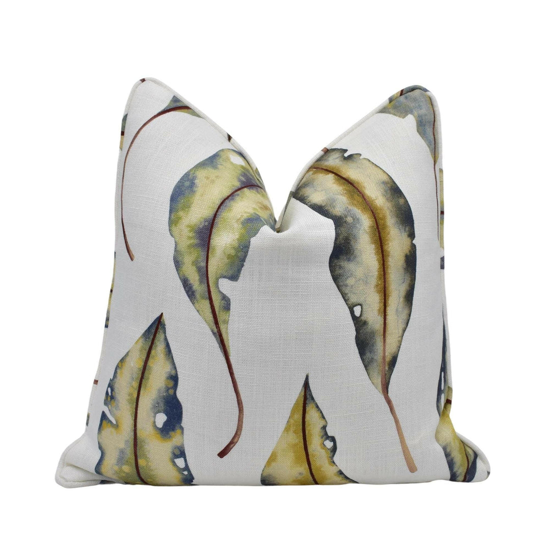 Harlequin - Kinina - Graphite / Mustard - Calming Watercolour Gum Tree Leaves Designer Cushion Cover - Luxury Throw Pillow - Handmade Home.