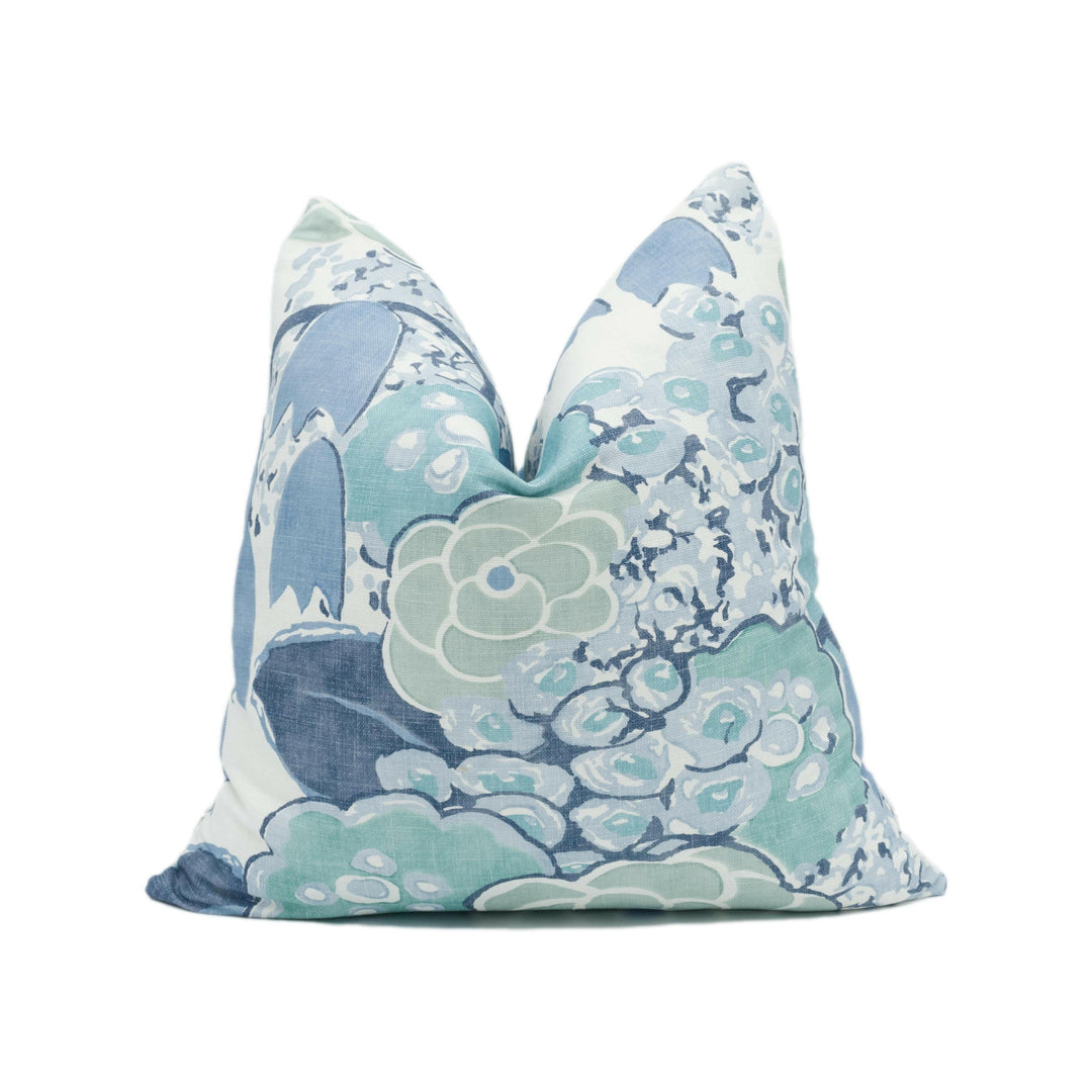 Anna French x Thibaut - Laura - Blue - Bold Vintage Designer Floral Cushion Cover - Luxury Throw Pillow - Handmade Home Décor.