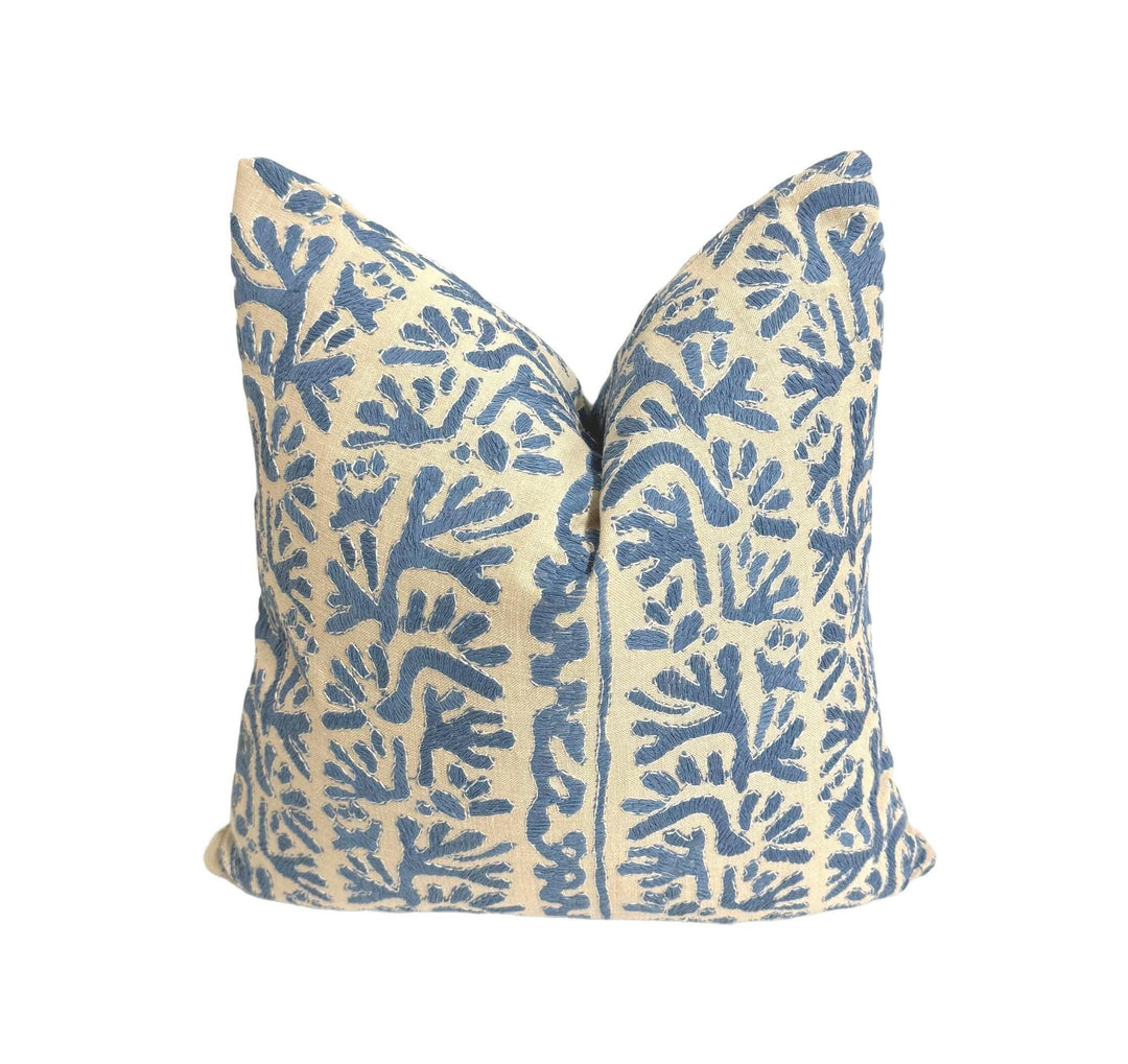 Harlequin - Khorol - Cornflower / Incense - Embroidered Designer Cushion Cover - Luxury Throw Pillow.