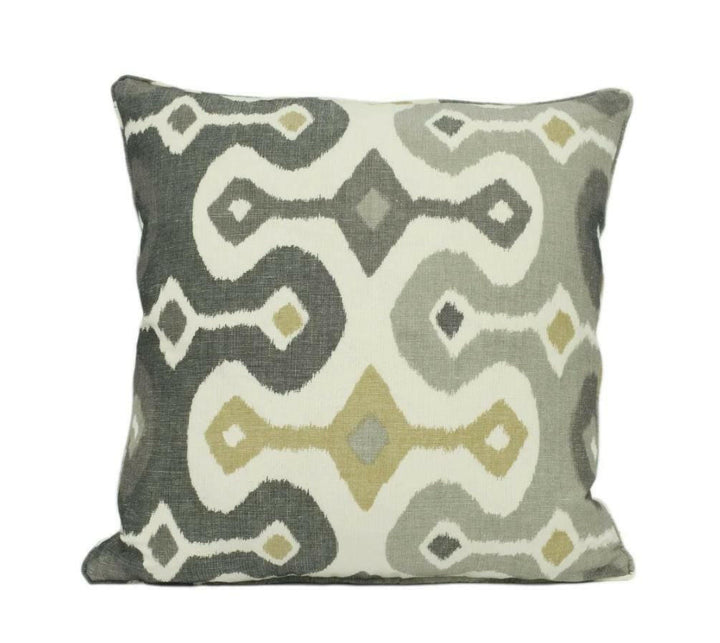 Martyn Lawrence Bullard x Schumacher - Darya Ikat - Stone - Authentic Ikat Designer Cushion Cover - Handmade Throw Pillow - Luxury Home.