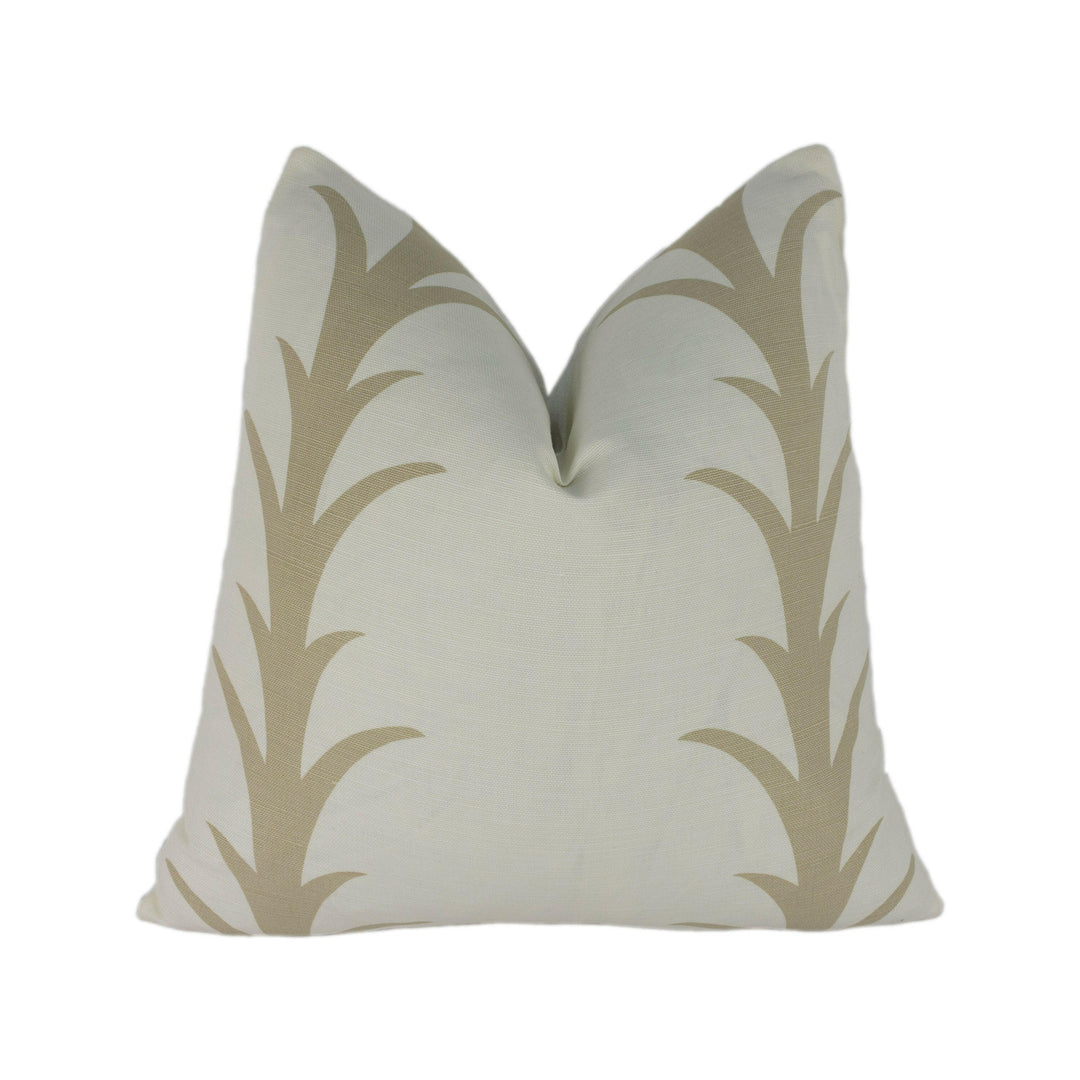 Schumacher - Acanthus Stripe - Sand - Elegant Stylized Striped Designer Cushion Cover - Handmade Throw Pillow Designer Home.