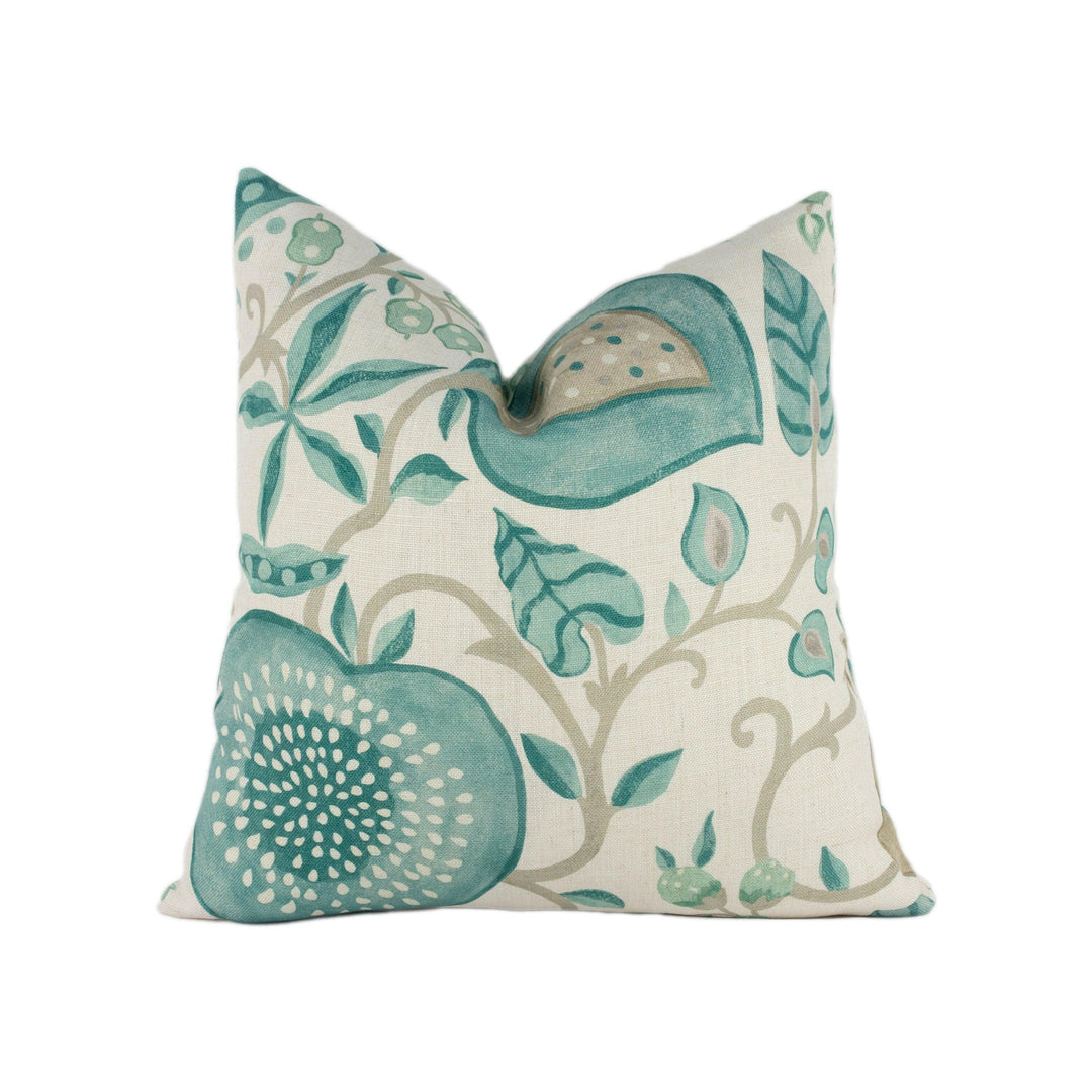 Sanderson - Peas & Pods - Aqua / Natural - Stunning Designer Cushion Cover Home Décor Throw Pillow.