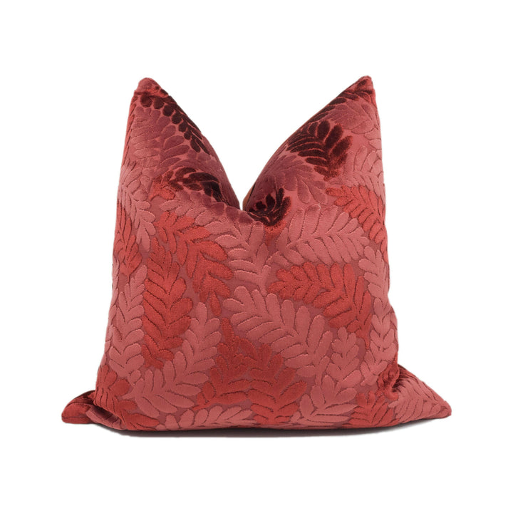 ILIV - Bedale - Bordeaux - Luxurious Thick Leafy Fern Designer Cushion Cover - Luxury Throw Pillow - Handmade Home Decor.