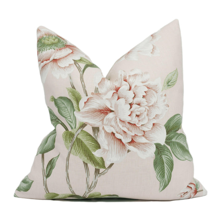 Colefax and Fowler - Giselle - Shell Pink - Spectacular Floral Botanical Designer Cushion Cover - Handmade Throw Pillow - Luxury Home Décor.