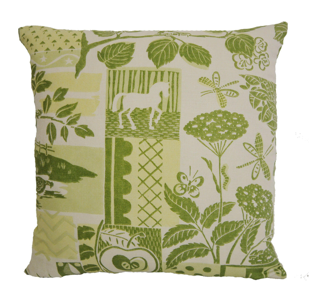 Jane Churchill - Colefax and Fowler - Brightwood - Green - Retro Fresh Designer Cushion Cover - Handmade Throw Pillow Luxury Home Decor.