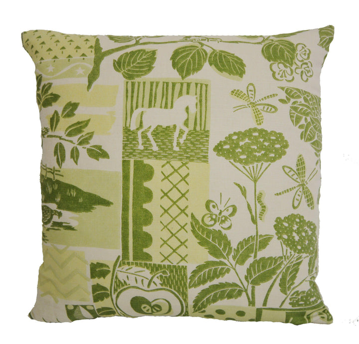 Jane Churchill - Colefax and Fowler - Brightwood - Green - Retro Fresh Designer Cushion Cover - Handmade Throw Pillow Luxury Home Decor.