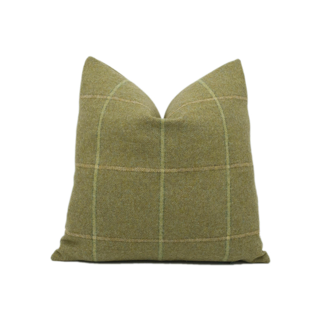 Abraham Moon - Kingham - Lichen -  100% Wool Cushion Cover - Designer Plaid Pillow Cover - Handmade Custom Abraham Moon Pillow.