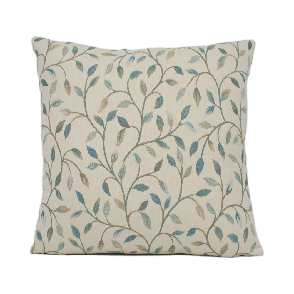 Voyage - Cervino - Duck Egg - Fine Leafy Scrolling Vine Cushion Cover - Handmade Throw Pillow - Designer Home Décor.