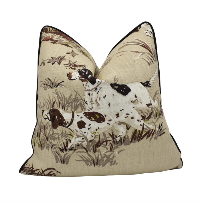 Schumacher – Pointers – Tan – Cushion Cover – Heritage Hunting Scene on Linen