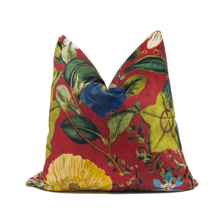 Clarke &amp; Clarke – Passiflora – Rouge – Cushion Cover – Crimson Botanical Velvet