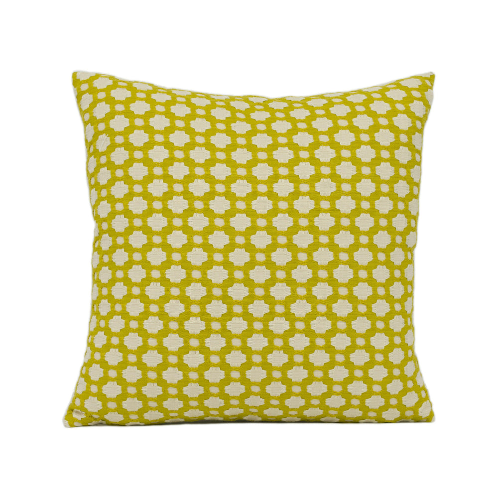Schumacher - Betwixt - Chartreuse / Ivory - Textural Woven Geometric Cushion Cover - Handmade Throw Pillow - Designer Home Décor.