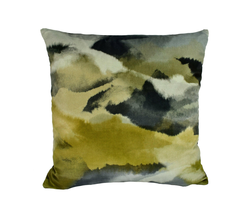 Harlequin - Minako - Gold / Charcoal - Dramatic Landscape Velvet Cushion Cover Throw Pillow Designer Home Decor.