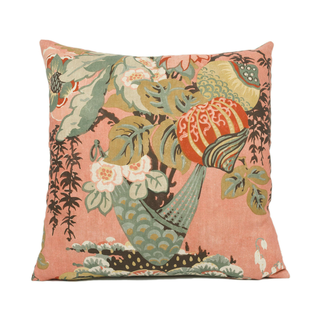 Anna French x Thibaut - Savoy Collection - Fairbanks - Salmon - Stunning Floral Cushion Cover - Handmade Pillow Throw - Luxury Home Décor.