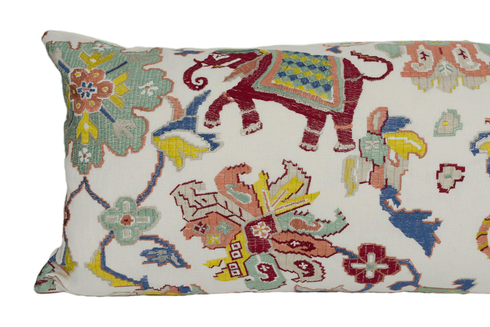 Jane Churchill - Animal Tapestry - Red / Teal - Elegant Embroidered Eastern Cushion Cover - Handmade Throw Pillow - Designer Home Décor.