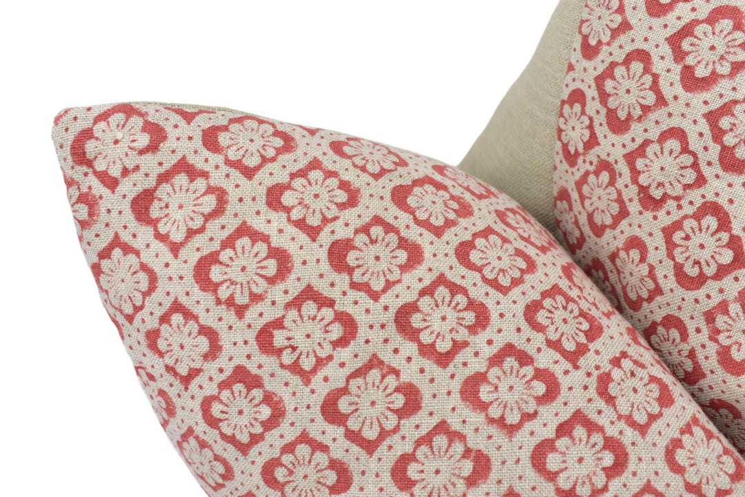 GP & J Baker - Indus Flower - Red - Indian Inspired Small Scale Floral Cushion Cover - Handmade Throw Pillow - Designer Home Décor.