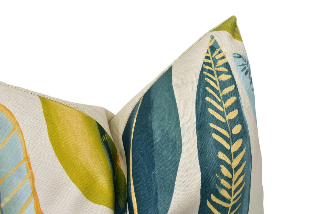 Scion - Hikkaduwa - Tangerine  - Painterly Sri Lankan Banana Leaves Cushion Cover - Handmade Throw Pillow - Designer Home Decor.