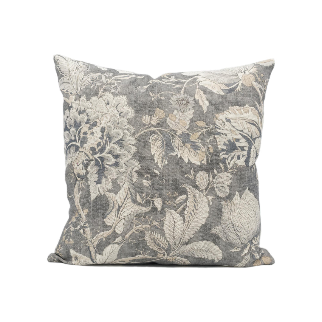Clarke &amp; Clarke Sissinghurst Cushion Cover – Charcoal Floral Throw Pillow