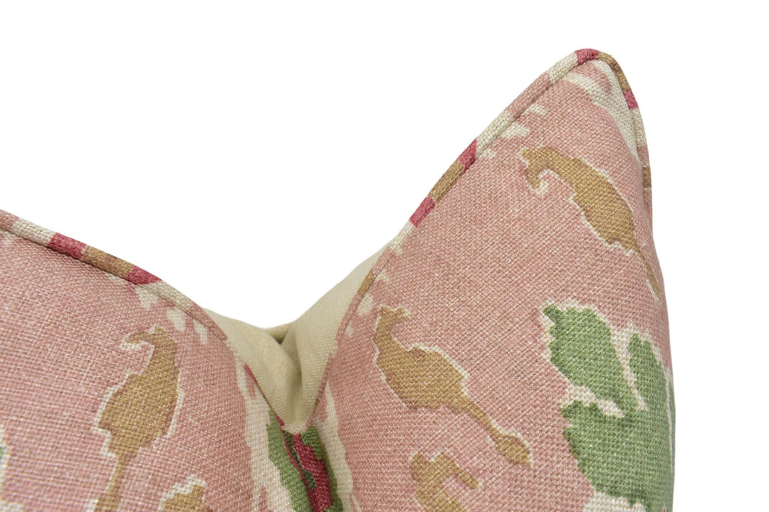 GP & J Baker - Ikat Bokhara - Rose Green - Eastern Silk Road Linen Ikat Designer Cushion Cover - Luxury Throw Pillow - Handmade Home Décor.