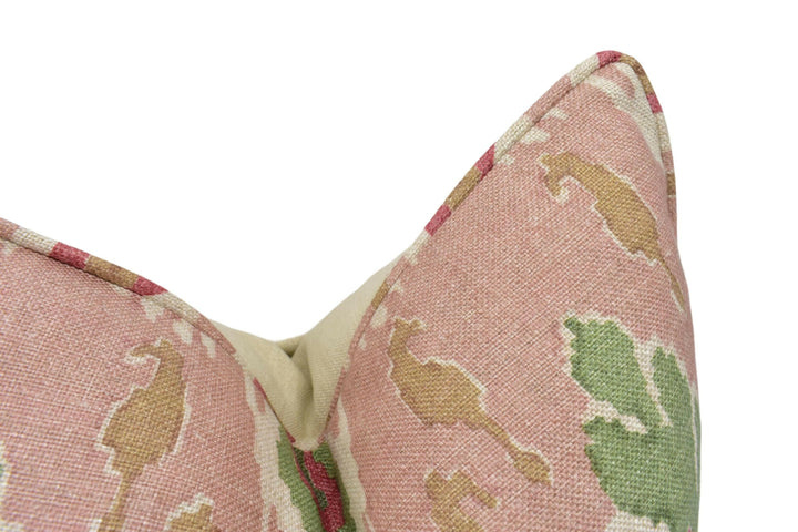 GP & J Baker - Ikat Bokhara - Rose Green - Eastern Silk Road Linen Ikat Designer Cushion Cover - Luxury Throw Pillow - Handmade Home Décor.