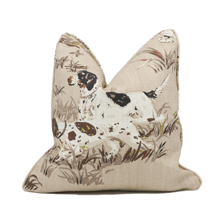 Schumacher – Pointers – Tan – Cushion Cover – Heritage Hunting Scene on Linen