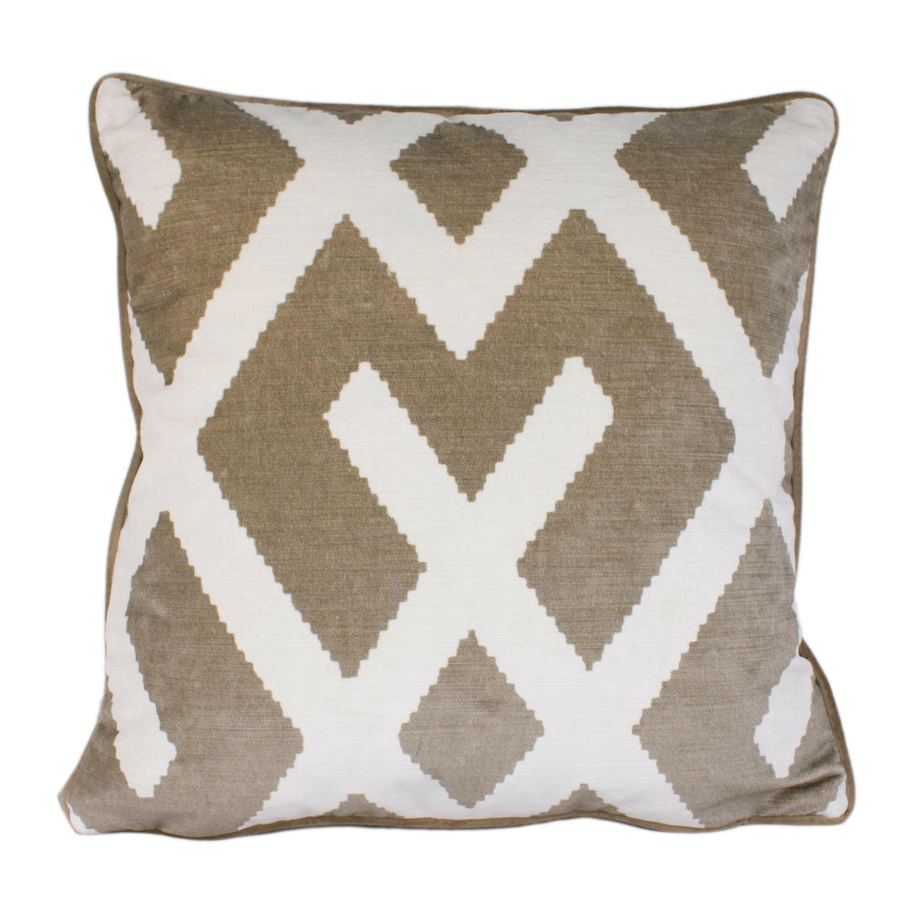 Andrew Martin - Fitzroy - Buff - Stunning Contrast Velvet Piped Designer Cushion Cover Home Décor Throw Pillow.