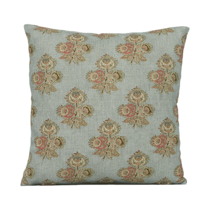 GP & J Baker - Poppy Paisley - Aqua - 18th Century Indian Floral Paisley Designer Cushion Cover - Luxury Throw Pillow - Handmade Home Decor.