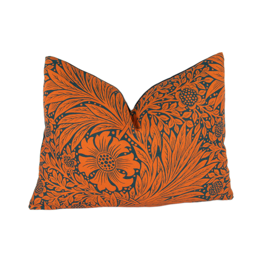 William Morris - Marigold - Navy / Burnt Orange - Cushion Cover Throw Pillow Designer Home Decor.