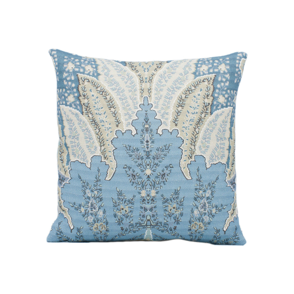 Schumacher - Cambay Paisley Print - Azure - Funky Modern Paisley Designer Cushion Cover - Handmade Throw Pillow Designer Home Decor.