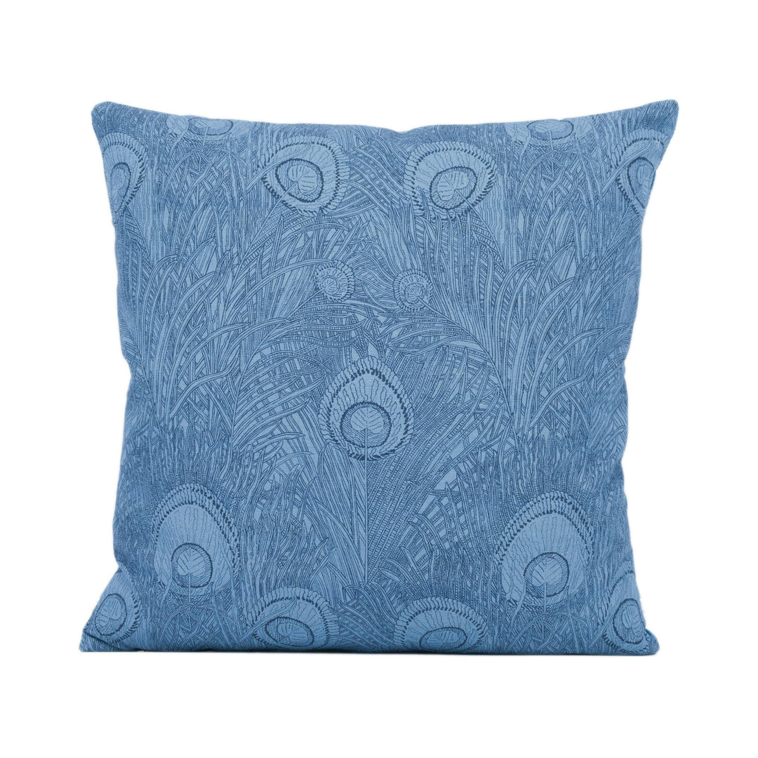 Liberty of London - Hebe - Indigo - Striking Peacock Feather Cushion Cover Handmade Throw Pillow Designer Home Décor.