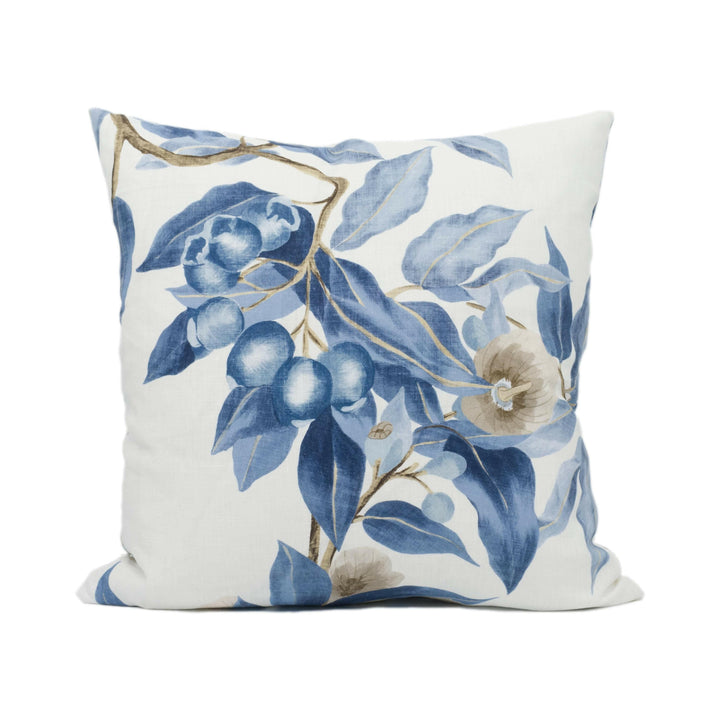 Thibaut - Camellia Garden - Linen and Navy - Beautiful English Trailing Floral Cushion Cover - Handmade Throw Pillow - Designer Home Décor.