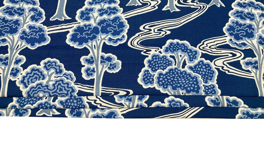 Schumacher - Tree River - Blue -  Made To Measure Professionally Made Roman Blind.