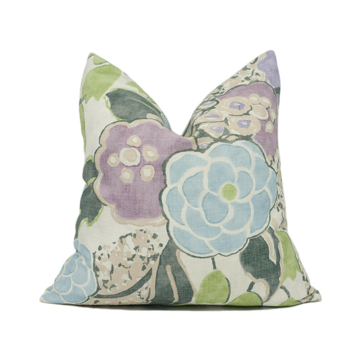 Anna French x Thibaut - Laura - Lavender and Green - Bold Vintage Retro Floral Designer Cushion Cover - Luxury Throw Pillow - Handmade Home.